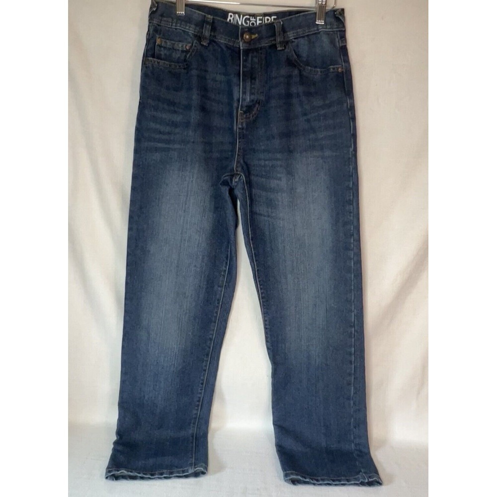 Boys Ring Of Fire Size Youth 18 Straight Leg Blue Jeans Medium Wash 28" Waist